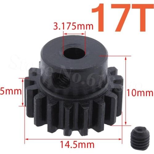 Steel Metal Motor Pinion Gear 17T 0.8 Module For 1:10 Himoto E10 E10XB E10XBL Tanto Off Road Buggy Spare Parts