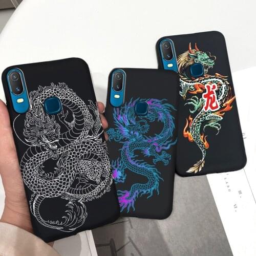 Cool Dragon Painted Phone Case For Vivo Y11 2019 Case Silicone Black Color Soft Cover Bumper on For Vivo Y11 Y 11 1906 1906_20