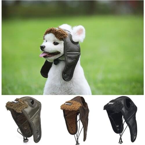 Warm Pilot Hat Leather Pet Dog Cap Funny Cosplay Pet Dog For Party Halloween Puppy Caps Cheap Pet Caps For Dogs Hat Pets Product
