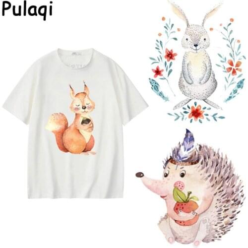 DIY Animals Iron On Transfers Rabbits Heart Thermo Stickers Heart Patch For Clothes Thermal Transfer Vinyl Iron Stickers Dress