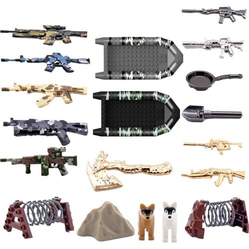 Military Weapon Gun Blocks WW2 Chicken Dinner Model Toys For Children Automatic Rifle Weapons Militarys Kids Education Toy Gifts