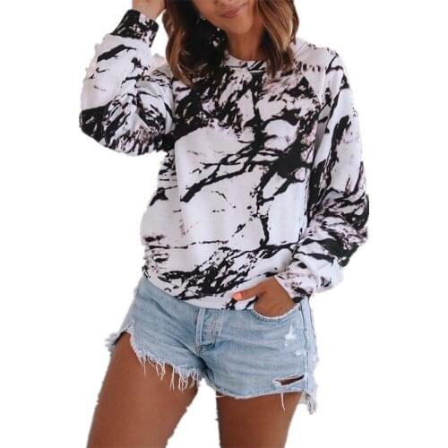 Wanghongyue Autumn And Winter 2020 European And American New Loose Top Tie Dye Printed Long Sleeve T-Shirt Womens Oversize S-3x