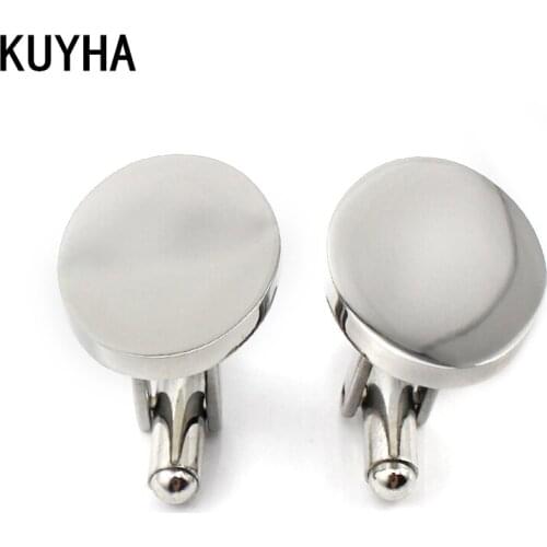 Cufflink Jewelry Fashion Mens Cufflinks Oval Shape Business Engravable Laser Logo/Name Cuff Links Blank Cufflinks for Men