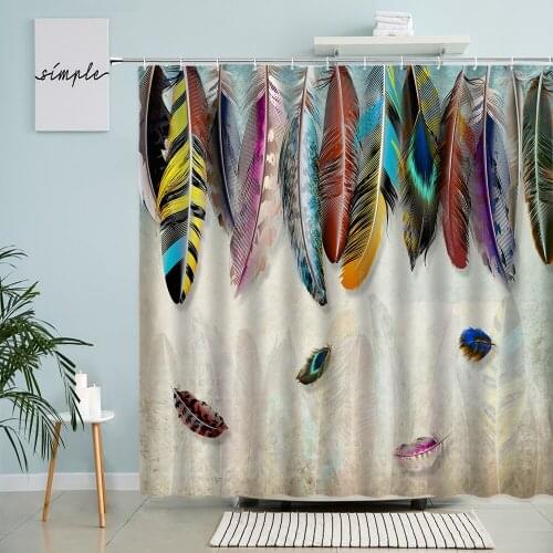 Feather Shower Curtain Peacocks Bird Animal Bohemia Exotic Colorful Art Bathroom Wall Decor With Hook Hanging Waterproof Screen