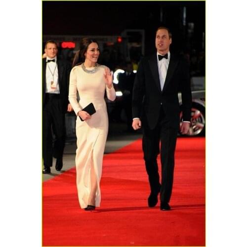 Kate Middleton Original robes de célébrités robes tapis rouge Crew gaine gaine blanche longueur au sol robes de soirée longueur