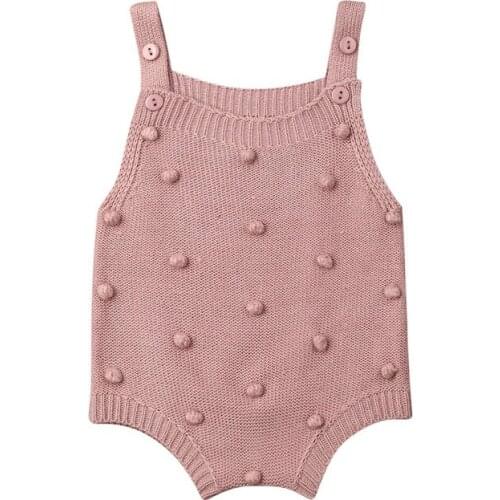 Newborn Infant Winter Baby Boy Girl Knitted Sleeveless Bodysuit Jumpsuit Clothes Outfits Solid Balls One Pieces