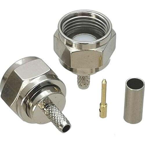 1Pcs F TV Male Plug Straight Crimp RG174 LMR100 RG316 RF Coaxial Connector Brass