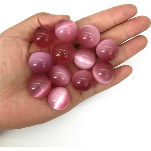1PC Pink Cat Eye Stone Ball Pink Crystal Sphere Balls Gem Healing Stones Gifts Natural Quartz Crystals
