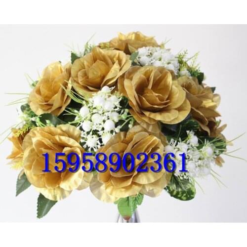 Golden Newly style 10pcs/lot wedding road lead artificial flower ball wedding table flowers centerpiece flower balls decoration