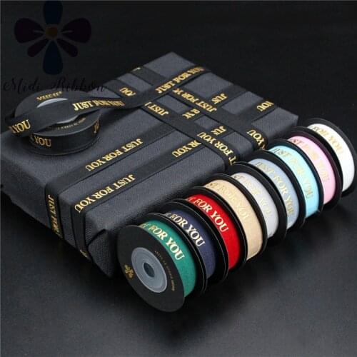 10 Yards 16mm Valentines Day Grosgrain + Three-Dimensional Letter Bronzing Pattern Printing Gift Flower Decoration Ribbon