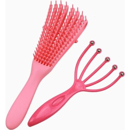 2Pcs Scalp Massage Comb Hair Brush Women Detangle Hairbrush Anti-Tie Knot Professional Hair Brush Octopus Type Comb