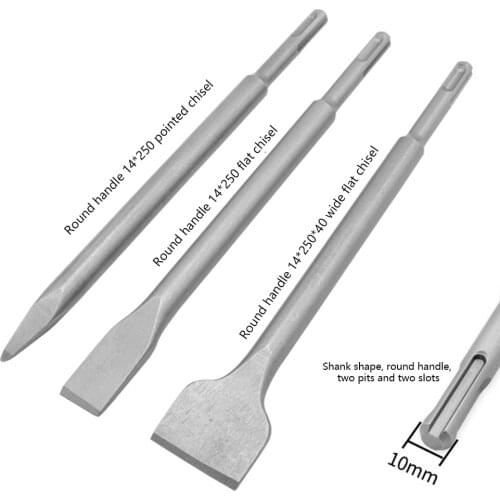3 Pcs/Set SDS Plus Flat Chisel Point Chisel Bit Impact Drill Hammer Drill Concrete Wall Bit Hand Tool For Electric Hammer Chisel