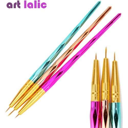 3 Pcs Nail Art Acrylic Liner Painting Brush French Lines Stripes Grid Pattern Drawing Pen 3D DIY Tips Manicure Tools