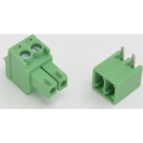 50Pcs 3.5mm Pitch 2 Pin Angle Screw Pluggable Terminal Block Plug Connector