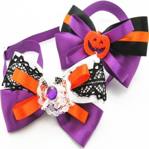 50PC/Lot Halloween Dog Accessories Pumpkin Dog Bow Ties Cat Dog Bowties Collar Holiday Pet Supplies