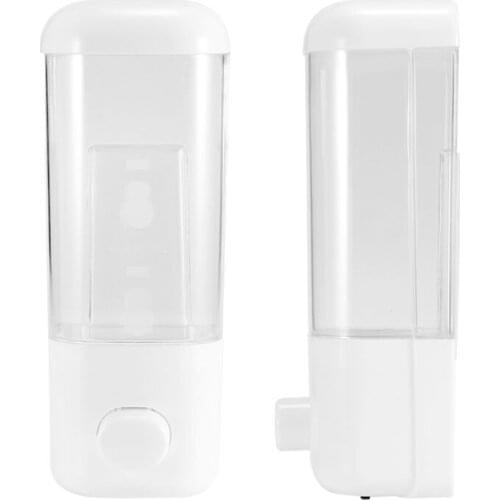 500ml Bathroom Soap Dispenser Wall Mounted Self-Adhesive Shampoo Container Hand Press Clear Liquid Lotion Single Slot Storage