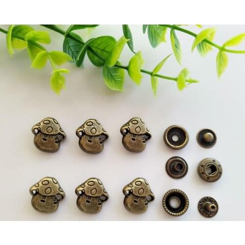 6sets Mushroom Metal Snap Fastener Press Stud Sewing Leather Combined Button Craft For Clothes Garment DIY Decoration 17*18mm