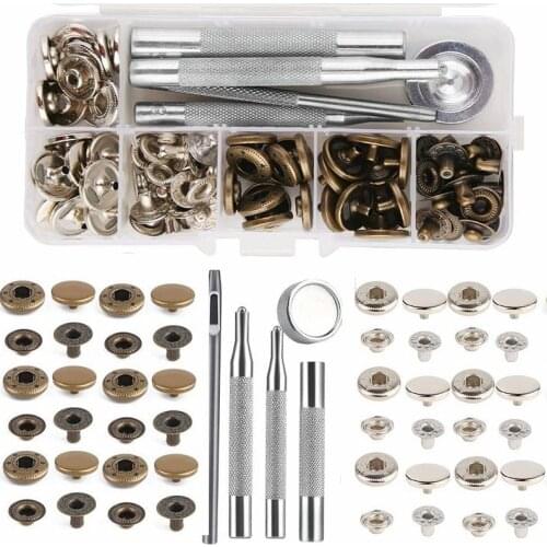 Nonvor 85 PCS Leather Snap Fasteners Kit Installation Tools Press Stud Stainless Steel Fasteners Leather Snaps Button Kit