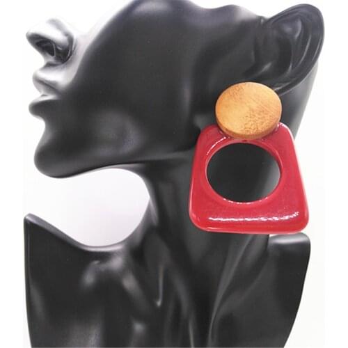 Red Pink Green Geometric Big Trendy Geometric Statement Earring Women Girl Hanging Fashion Jewelry Drop Earrings