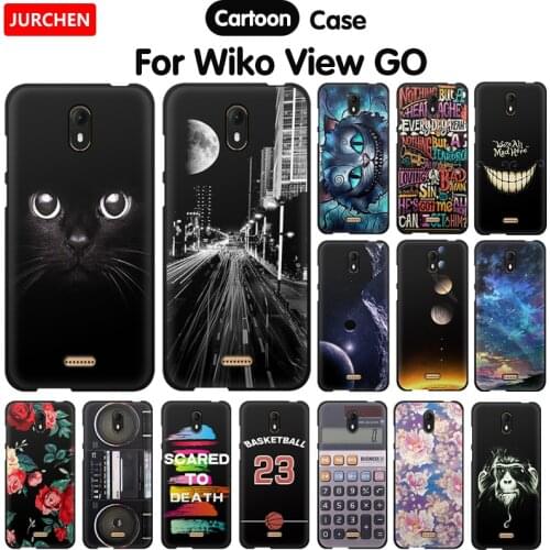 JURCHEN Case For Coque Wiko View GO Cover Fashion Cartoon Skin Soft Silicone Black TPU Back Cover For Wiko View Go Phone Case