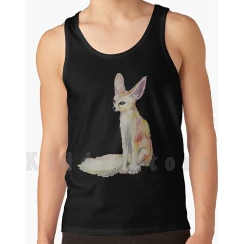 Fennec Fox tank tops vest 100% Cotton Fennec Fox Fox Fennec Vulpes Fennex Fenekit Cute Animals Watercolor Colorful Pretty