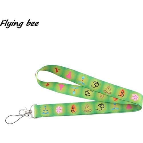 Flyingbee Yoga Green Painting Art Key Chain Lanyard Neck Strap For Phone Keys ID Card Creative Lanyards X1263