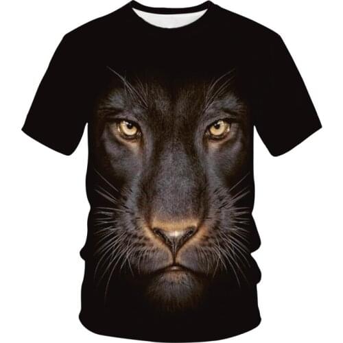 2021 Fashion Black summer lion outfit mens T-shirt 3d print casual animal cold eyes loose short-sleeved tshirt O-neck