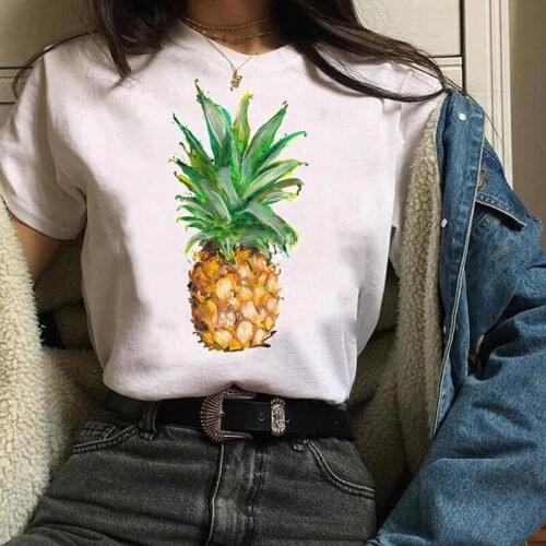 Women Lady Tees Print Graphic Cartoon Pineapple Clothes Beach Fruit Summer Autumn Tops Clothing Female T Shirt Womens T-Shirt