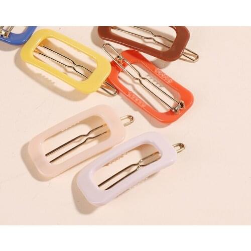 Ins hot sale bulk price hollow out geometric rectangle kids girls children hairgrips alligator hair accessories clips