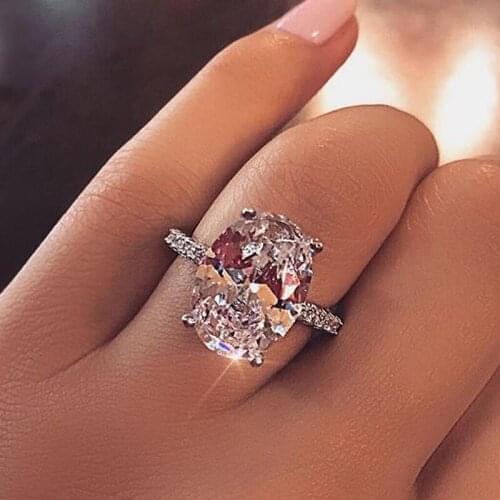 Classic 100% 925 Sterling Silver 9 CT Oval Created Moissanite Gemstone Women Wedding Engagement Ring Fine Jewelry Gift Wholesale