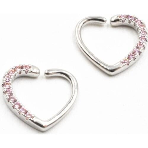 20pcs/lot Free Shipping Silver/Gold Punk Open Hoop Heart Shape Nose Ring Earring Diath/Helix/Cartliage Body Piercing Jewelry