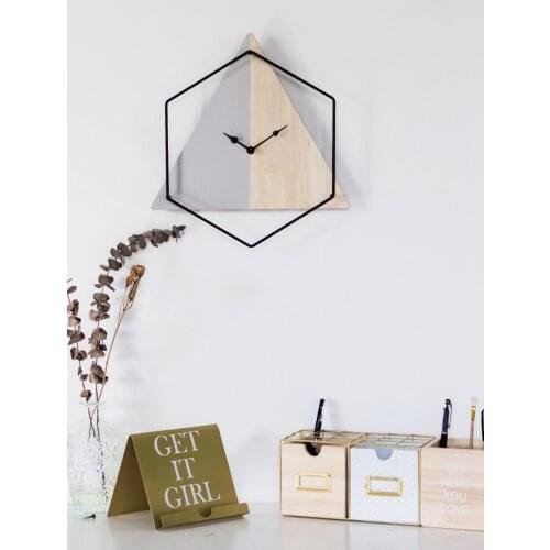 Creative Wall Clock Simple Home Clock Fashion Living Room Personality Wooden Clock Art Nordic Ins Wall Clock Atmosphere