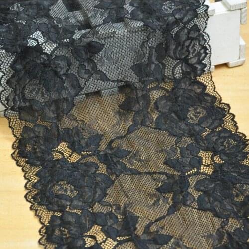 Free Shipping DIY 5 Meters/lot Width 23.5cm Black Elastic Lace/Clothing Accessories Lace Wholesale