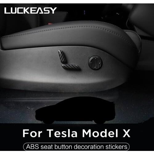 LUCKEASY Car seat button decoration ABS carbon fiber stickers For Tesla Model X 2017-2020 Button decoration protection 6pcs/set