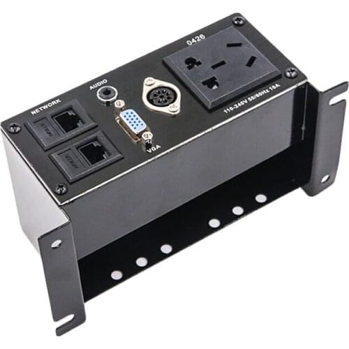 Multimedia Desktop Socket Zinc Alloy Panel with 3.5mm Audio VGA Aviation 8Pin Microphone Socket Dual RJ45 Network Interface