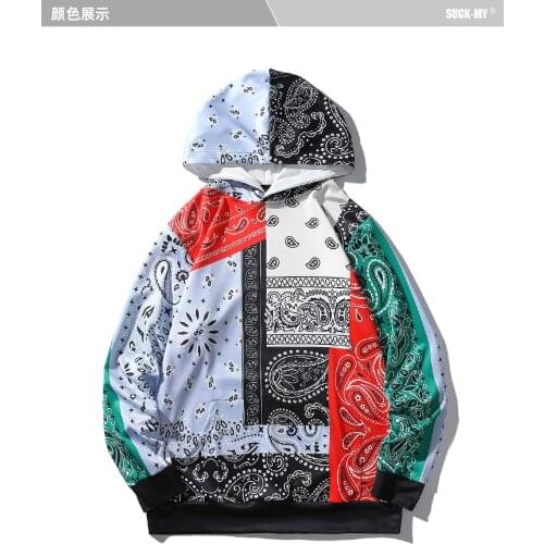 Autumn and winter new loose mens sweater tide brand hip-hop street straight shoulder sleeves hoodie cashew flower sweater men