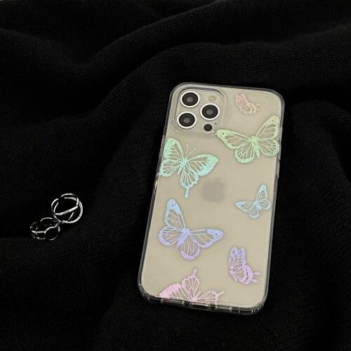 Laser Butterfly Design Mobile Phone Cases for iPhone 12promax 11 Pro Max XR XS 7PLUS 8 Plus XS Soft Shell Cover