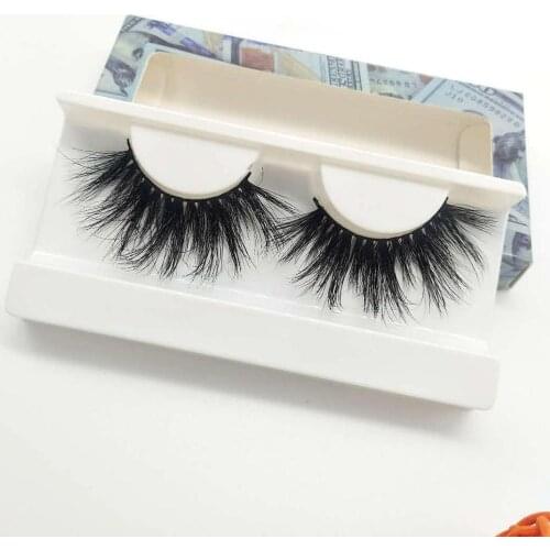 25mm mink eyelash natural style volume fluffy wispy eyelash extension 5d 6d 25mm mink eyelash with money package
