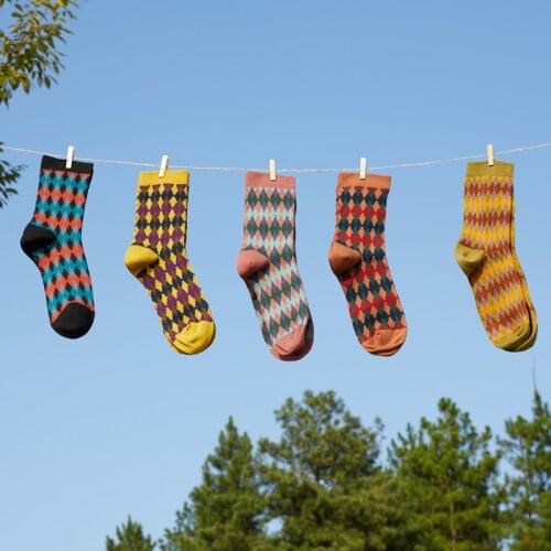 High Quality Women Long Socks New Autumn Fashion Wild Print Socks Girls Preppy Korea Style Breathable Casual Cotton Socks Lady