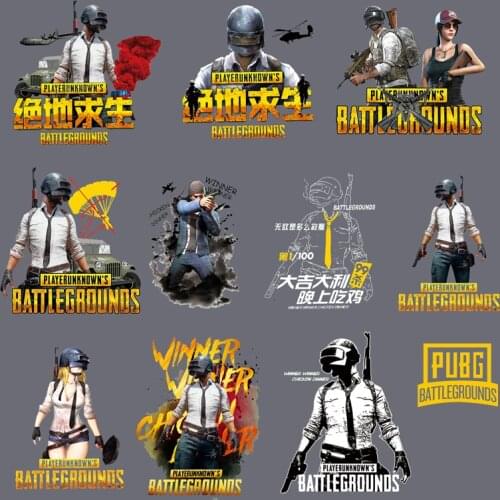 New Punk PUBG Stripes Thermo Stickers on Clothes Stickers Iron on Transfers for Clothing Appliques Heat-Sensitive Patches