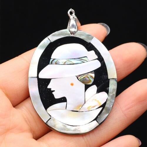 Natural Shell Beauty Avatar Charms Fashion European American Abalone Shell Series Pendant for Women Jewelry Making DIY Necklace