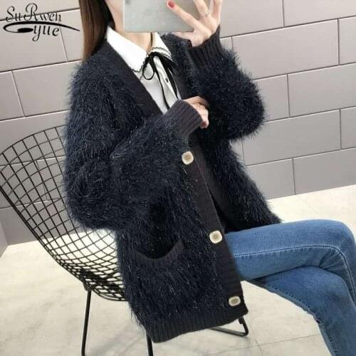 Autumn and Spring Thicken Womens Jacket Solid Long Sleeve Sweater Womens Cardigans Japanese Style Cute Womens Knitwear 10804