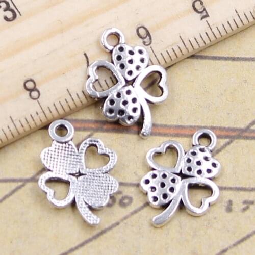 20pcs Charms Lucky Irish Four Leaf Clover 18x13mm Tibetan Silver Color Pendants Antique Jewelry Making DIY Handmade Craft