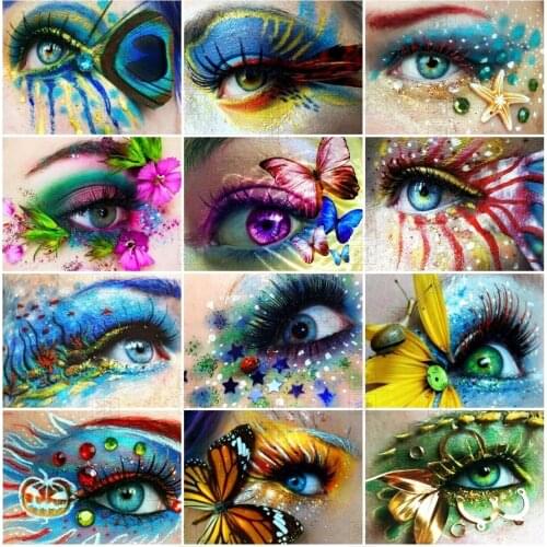 Full Square Round 5D Diy Diamond Painting Eye Butterfly Flower Diamond Embroidery Cross Stitch Portrait Mosaic Art Home Decor