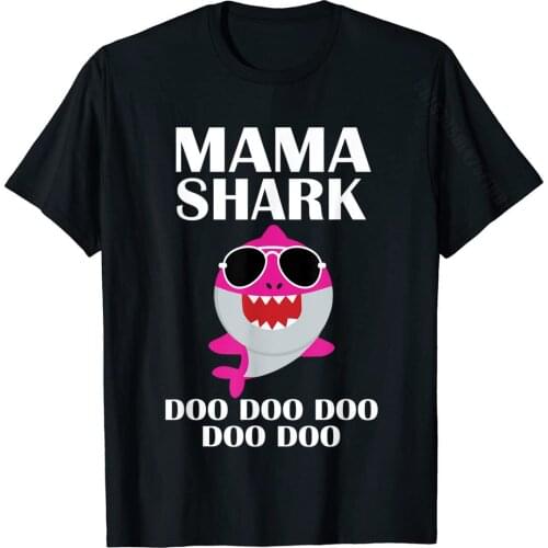 Mama Shark Doo Doo Shirt Funny Mothers Day Mama Christmas T-Shirt Cotton Tops Shirts Group Slim Fit Funny Tshirts