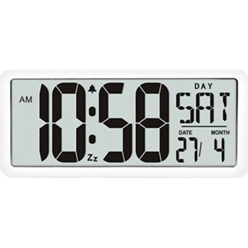 Square Wall Clock Series, Digital Jumbo Alarm Clock, LCD Display, Multi-Functional Upscale Office Decor Desk