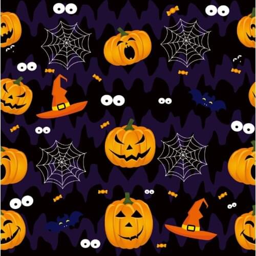 Halloween pumpkin series printed cloth chiffon four-sided stretch satin cartoon fabric cloth for sewing designer fabric by yard