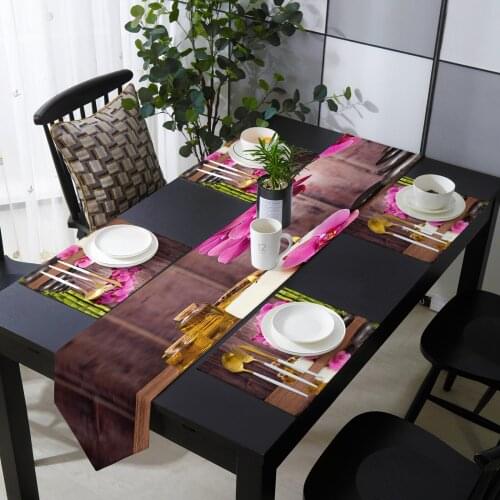 Spa Stone Flower Bamboo Table Runner Table Mats Cover For Home Wedding Banquet Festival Party Catering Hotel Table Decoration