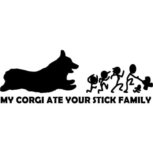 SZWL My Corgi Ate Your Stick Family Car Sticker Vinyl Pet Dog Decals Waterproof Motorcycle Accessories Stickers,30cm*10cm