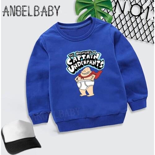 Boys Girls Sweatshirt Kids Captain Underpants Cartoon Print Hoodies Children Autumn Tops Baby Cotton Clothes,KYT5252